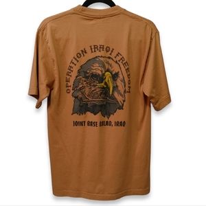 Vintage Operation Iraqi Freedom T Shirt Mens Small Brown Fighter Jet Eagle Tee